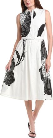 T Tahari Split Neck Fit & Flare Dress