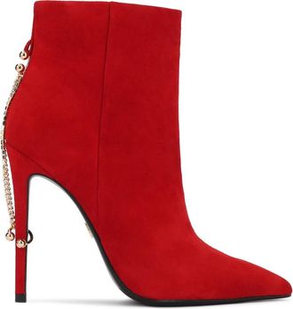 Kazar Laarsjes met kettinghak - Dames - Laarzen met Hak - Rood - 41 EU - Leer - Schoenen