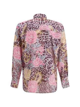 GCDS Animal Print Floral Shirt - Pink