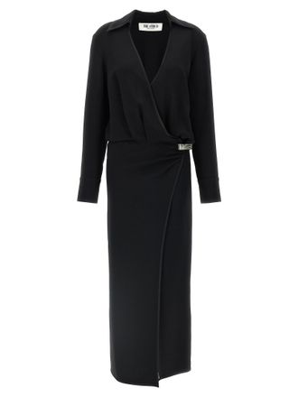 The Attico Black Marabou Midi Womens Dress