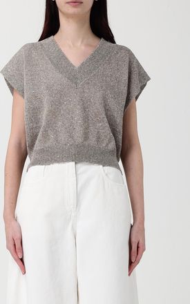 Brunello Cucinelli Maglia in misto lino con micro paillettes Brunello Cucinelli