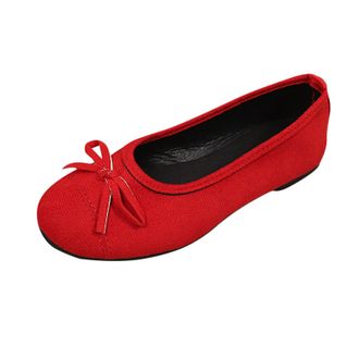 Generic Slip On Shoes Women Bow Casual Pumps Shoes Solid Color Stylish Elegant Lightweight Comfortable Classic Walking Shoe Work Office Leisure Red