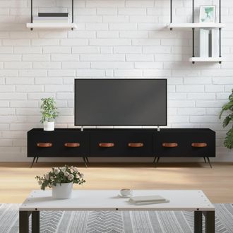 Berkfield Home TV Cabinet Black 150x36x30 cm Engineered Wood | Size: 150 x 36 x 30 cm