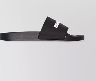 Balenciaga rubber sole open toe logo pool slides