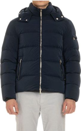 Moorer Blauwe Bomberjack Brett-Os Stijl - Heren - Winterjassen - Blauw - 2XL - Polyester - Jassen