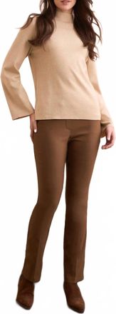 Tribal Long Sleeve Funnel Neck Sweater Top In Latte