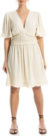 Max Studio V-Neck Flutter Sleeve Short Dress in Eggshell at Nordstrom Rack, Size X-Small