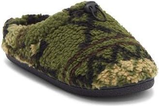 Abound Casey Faux Fur Lined Clog Slipper in Green Olive Geo at Nordstrom Rack, Size X-Large