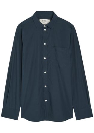 R&oacute;he Cotton Shirt - Navy - 34 (UK6 / XS)