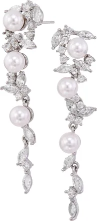 Savvy Cie Jewels CASCADING FAUX PEARLS EARRINGS