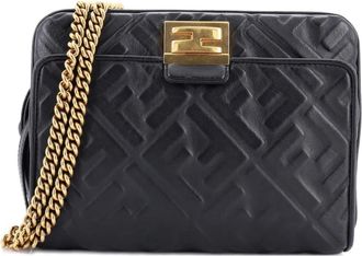 Fendi Upside Down Bag Zucca leren heuptas met reli&euml;f - Zwart