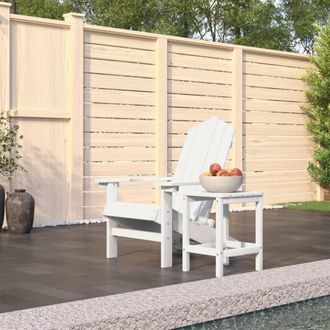 vidaXL Silla De Jard&iacute;n Adirondack Con Mesa Blanca De Hdpe