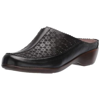 Easy Spirit Dusk Mule Clogs Womens Wide Black Leather Round Toe RHS8240