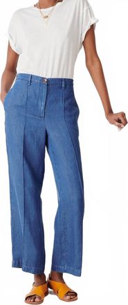Sessun Alberoha Pleated Straight Pants In Denim Blue