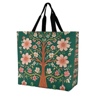 Generic Green Tree Of Life Tote Bag Handle Carry Bag Durable Grocery Bags For Ladies Beach Casual