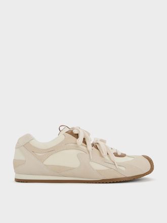 Charles & Keith Nylon & Suede Double-Lace Sneakers