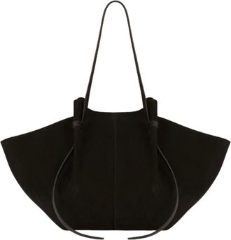 Yuzefi Zwarte Mochi Suede Handtas - Dames - Handtassen - Zwart - ONE Size - Tassen