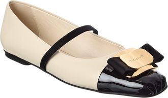 Ferragamo Ferragamo New Vara Leather Ballet Flat