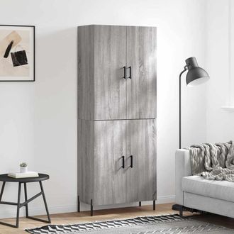 vidaXL Vidaxl - Aparador Alto Madera Contrachapada Gris Sonoma 69,5x34x180 Cm