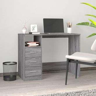 Berkfield Home Desk with Drawers Grey Sonoma 102x50x76 cm Engineered Wood | Size: 102 x 50 x 76 cm