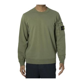 Stone Island Sweatshirt met ronde hals en kompaspatch - Heren - Sweatshirts & Hoodies - Groen - Maat: M Katoen