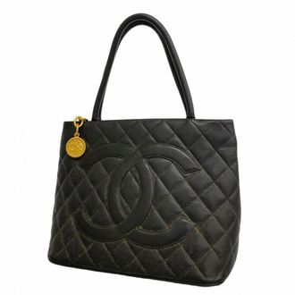 Chanel Black Grained Calfskin Tote Bag (Pre-Owned)