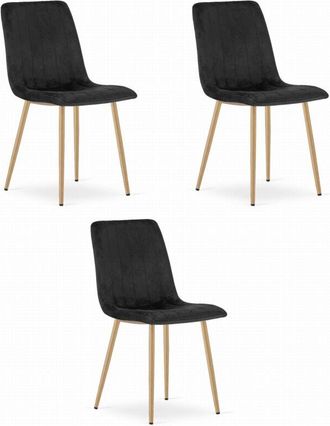 OEM Silla Lava - Terciopelo Negro / Patas Color Madera X 3