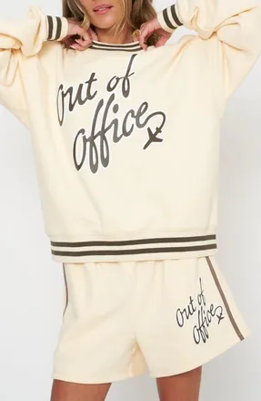 The Mayfair Group Oversize Out of Office Graphic Sweatshirt in Yellow at Nordstrom, Size Xx-Large