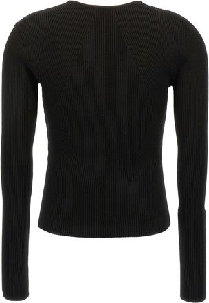 Alexander McQueen Shoulder Cut-Out Ribbed Wool Sweater - Black