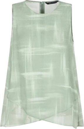 Emporio Armani Chiffon Viscose Asymmetrische Top - Dames - Tops zonder mouwen - Groen - XL - Chiffon - Tops