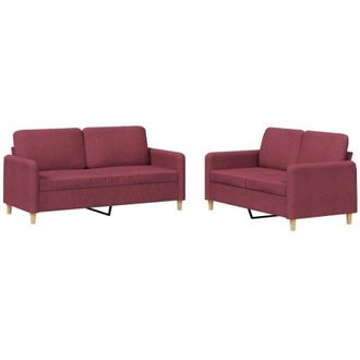 vidaXL Juego De Sof&aacute;s Con Cojines 2 Piezas Tela Rojo Tinto Vidaxl