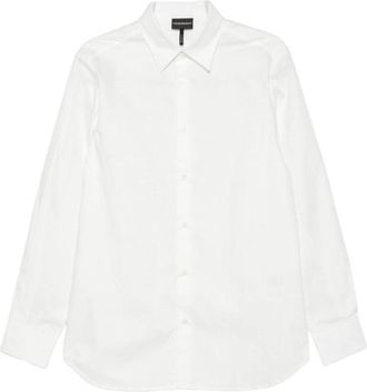 Emporio Armani Klassiek Overhemd met Lange Mouwen - Heren - Zakelijke Overhemden - Wit - M - Katoen - Overhemden