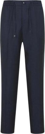 Etro Broek met trekkoord - Heren - Straight fit broeken - Blauw - M - Wol - Broeken