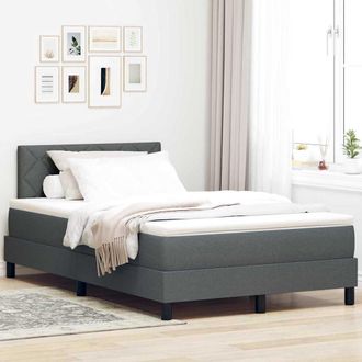 vidaXL Vidaxl - Letto A Molle Con Materasso Grigio Scuro 120 X 200 Cm Tessuto
