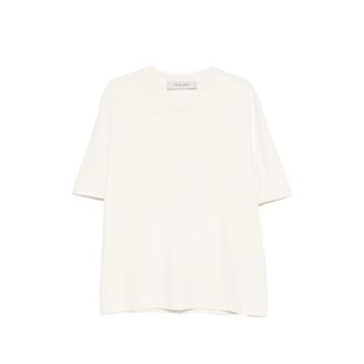 Golden Goose T-shirt In Aged White With Reverse Logo On The Back - Jersey Capsule