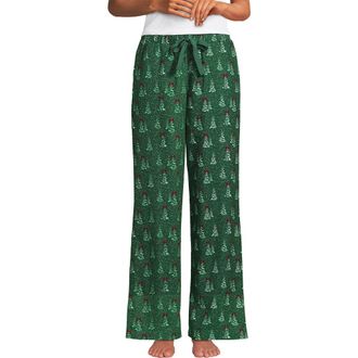 Lands End Print Flannel Pajama Pants in Light Emerald Snowy Trees at Nordstrom, Size Xx-Small P