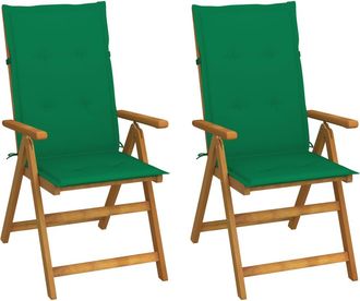 vidaXL Vidaxl - Sillas De Jard&iacute;n Reclinables 2 Uds Madera Maciza Acacia Cojines