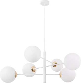 OEM L&aacute;mpara Colgante Vicenza Oro Blanco 6 Pantallas Planas Blancas E14