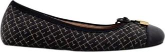 Carolina Herrera Zwarte leren ballerinas met Bimba-print - Dames - Ballerinas - Zwart - 39 EU - Leer - Schoenen