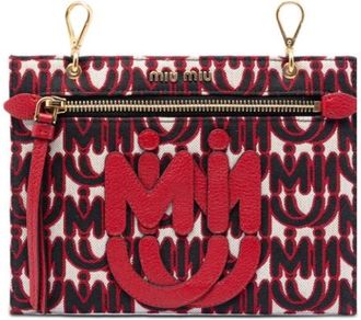Miu Miu Pre-owned Monogram Jacquard Pouch - Dames - Vintage Clutch - Veelkleurig - ONE Size - Leer - Vintage