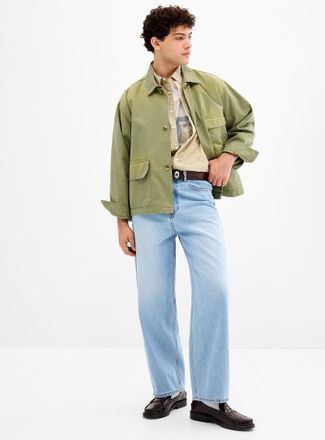 Le 31 Mens Bleached-look blue jean Loose fit Imported from Seoul
