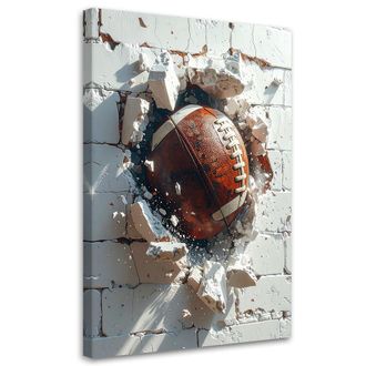Feeby Impresi&oacute;n De Imagen, Pelota De Rugby Rompiendo Una Pared De Ladrillos, 70x100