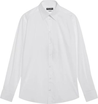 Dolce & Gabbana Martini Fit Poplin Dress Shirt - Heren - Zakelijke Overhemden - Wit - 2XL - Katoen - Overhemden
