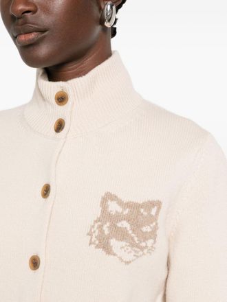 Maison Kitsun&eacute; Fox Head Wool Cardigan - Beige