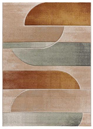 Atticgo Alfombra geom&eacute;trica beige/caldera/verde 140x200 cm