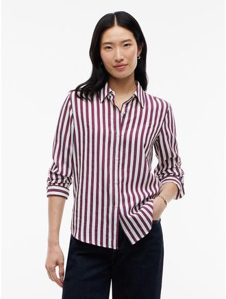 Tommy Hilfiger Womens Regular Fit Striped Fluid Shirt - White - 6