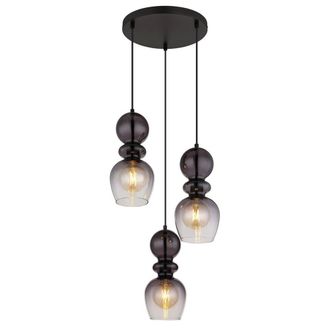 Netlighting Clarity Cluster Pendant Matt Black Smoke Glass Shade 3x E27