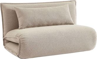 Sweeek Sill&oacute;n convertible de tejido borreguito texturizada, 2 plazas, beige