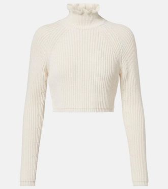 Max Mara Campo ribbed-knit cropped turtleneck sweater