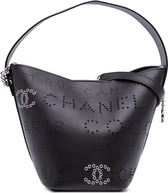 Chanel Borsa a secchiello Piercing Light piccola in pelle di vitello e tweed 2019 - Blu
